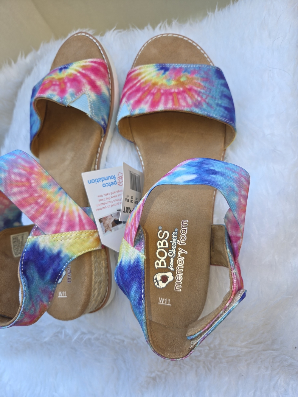 BOBS from Skechers Tie-Dye Slide Sandals - Pink, Blue, Yellow